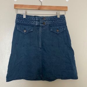 Free People Braided Waist Mini Skirt Denim Size 2 High Waist